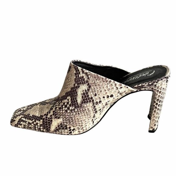 L’INTERVALLE Python Snake Print Square Toe Mule Heels Black Cream 40 - Picture 2 of 13
